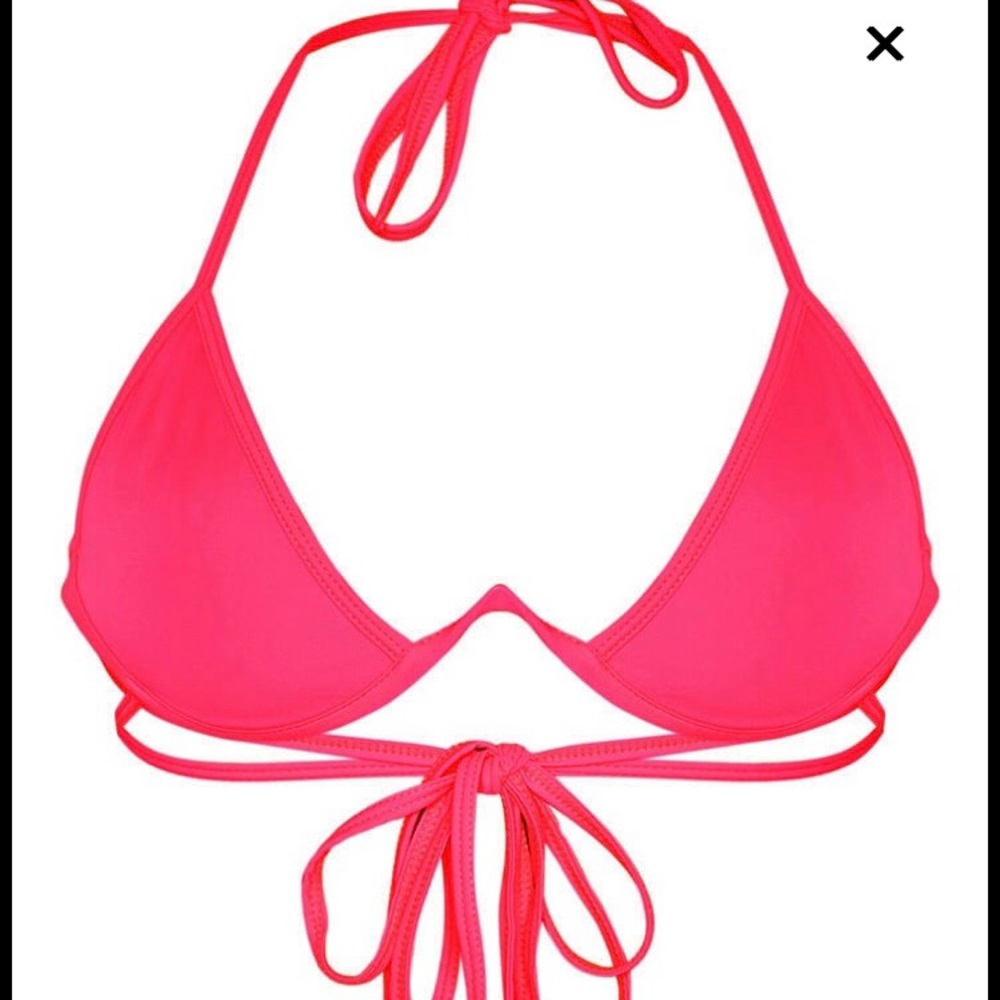 Hot Pink Cleavage Wire Detail Bikini Top